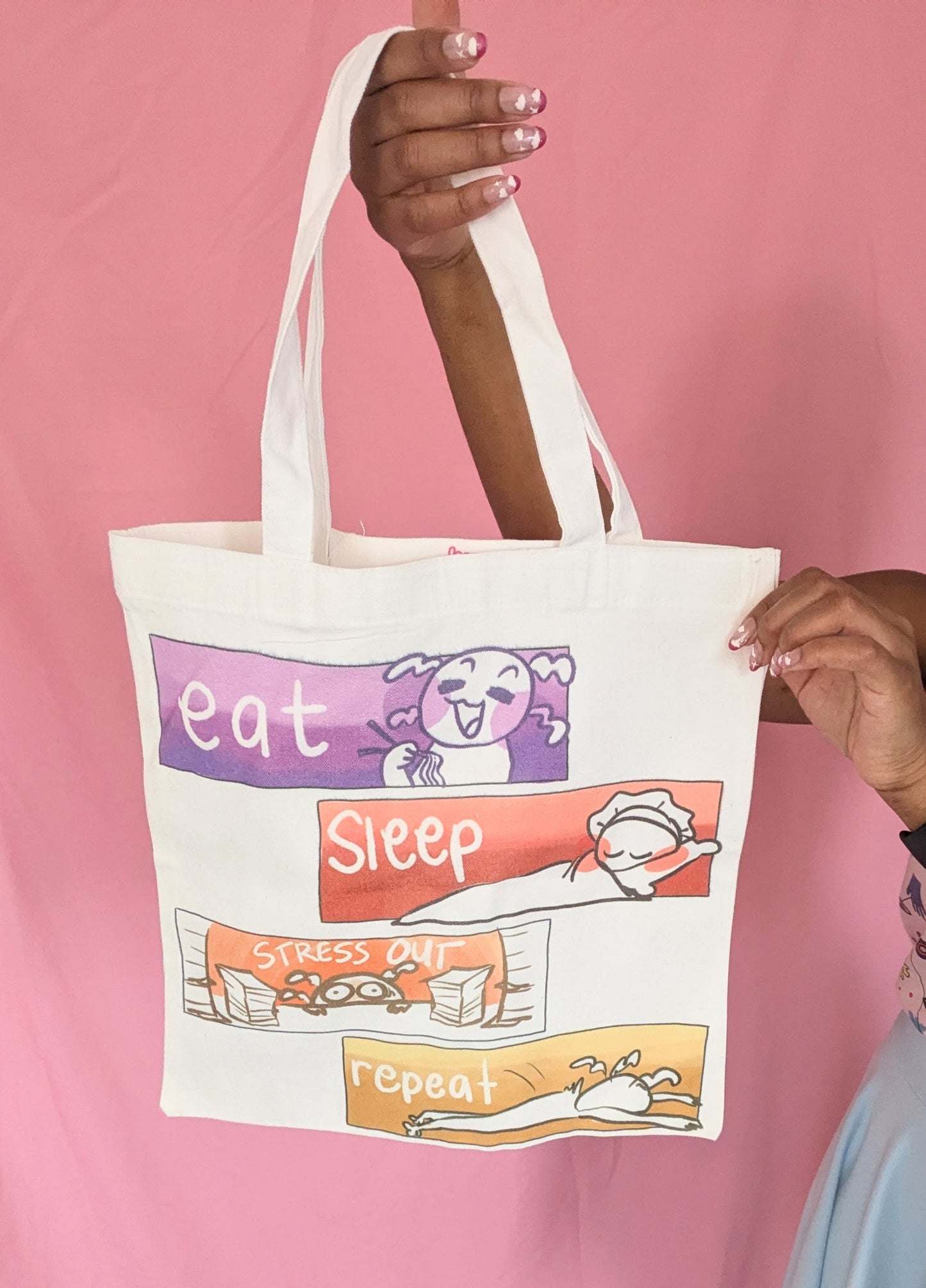 Eat, Sleep, Stress Out, Repeat Large Tote Bag