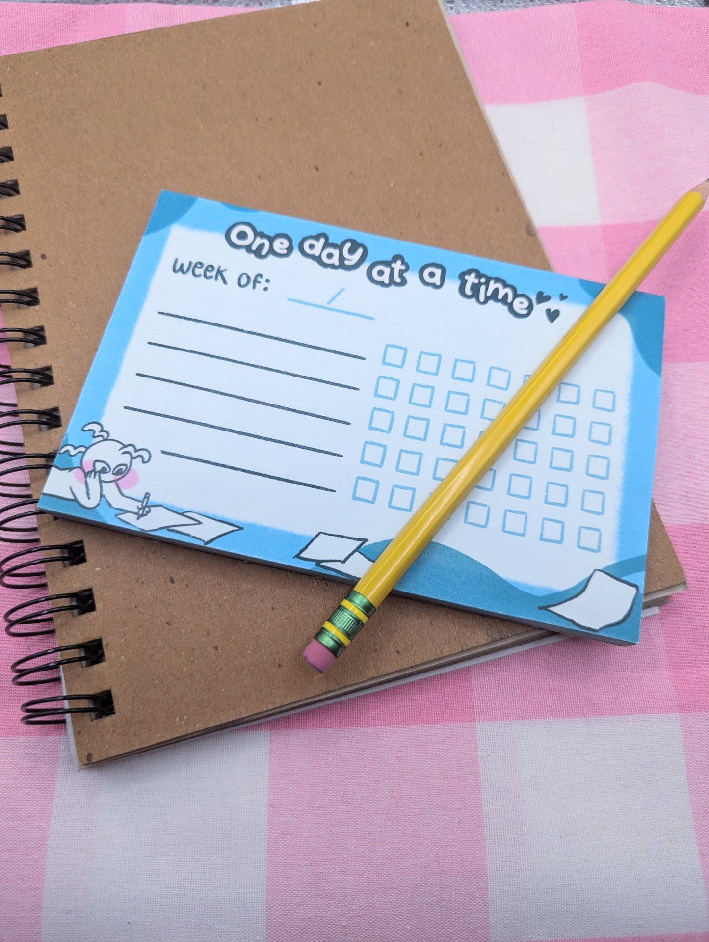 One Day At A Time Blue Wave Habit Tracker Notepad