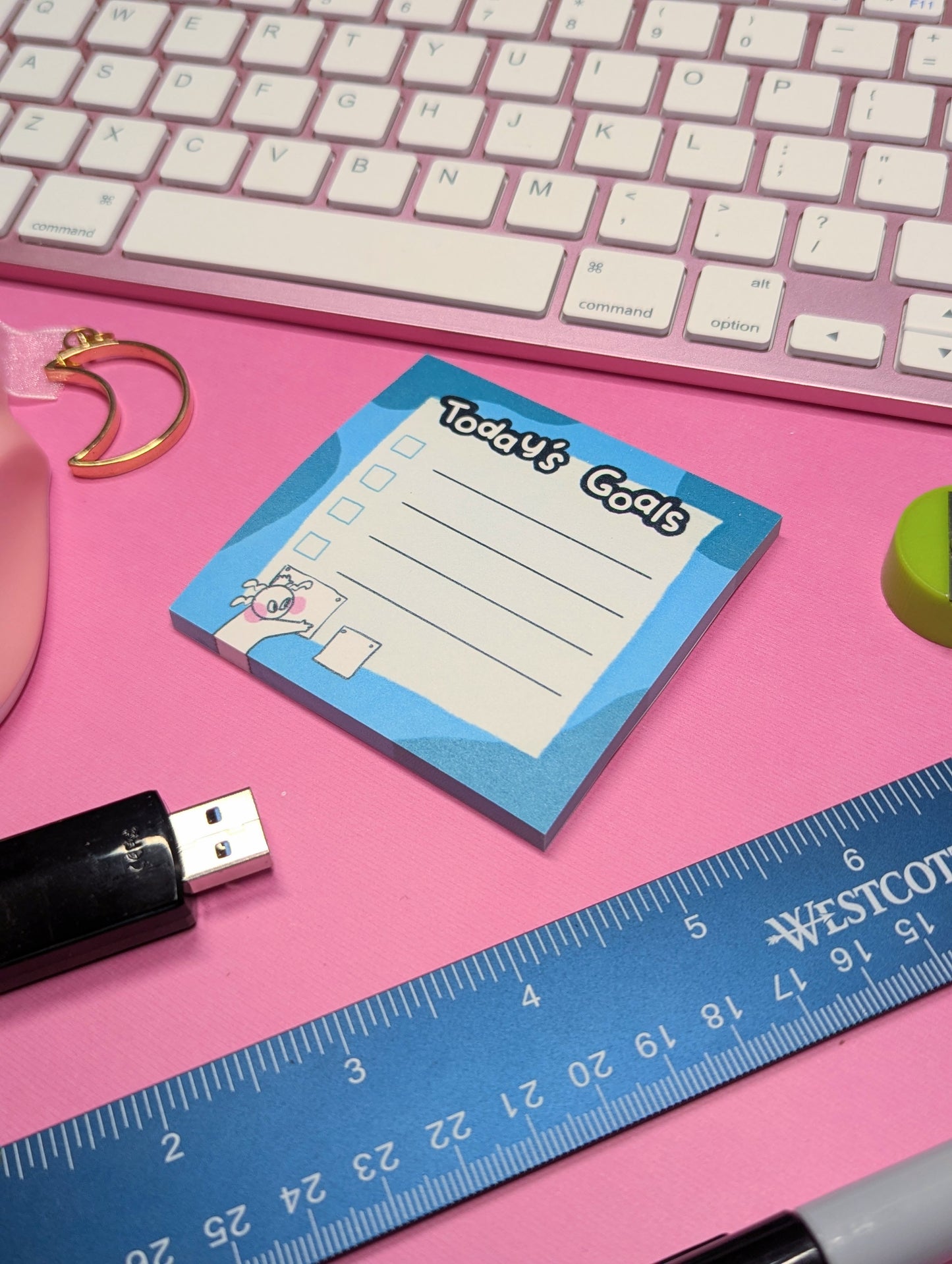 Today's Goals Checklist Blue Wave Sticky Notes
