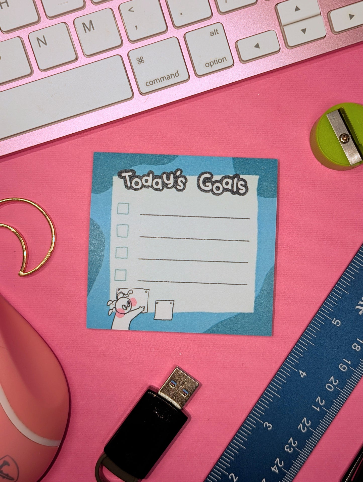 Today's Goals Checklist Blue Wave Sticky Notes