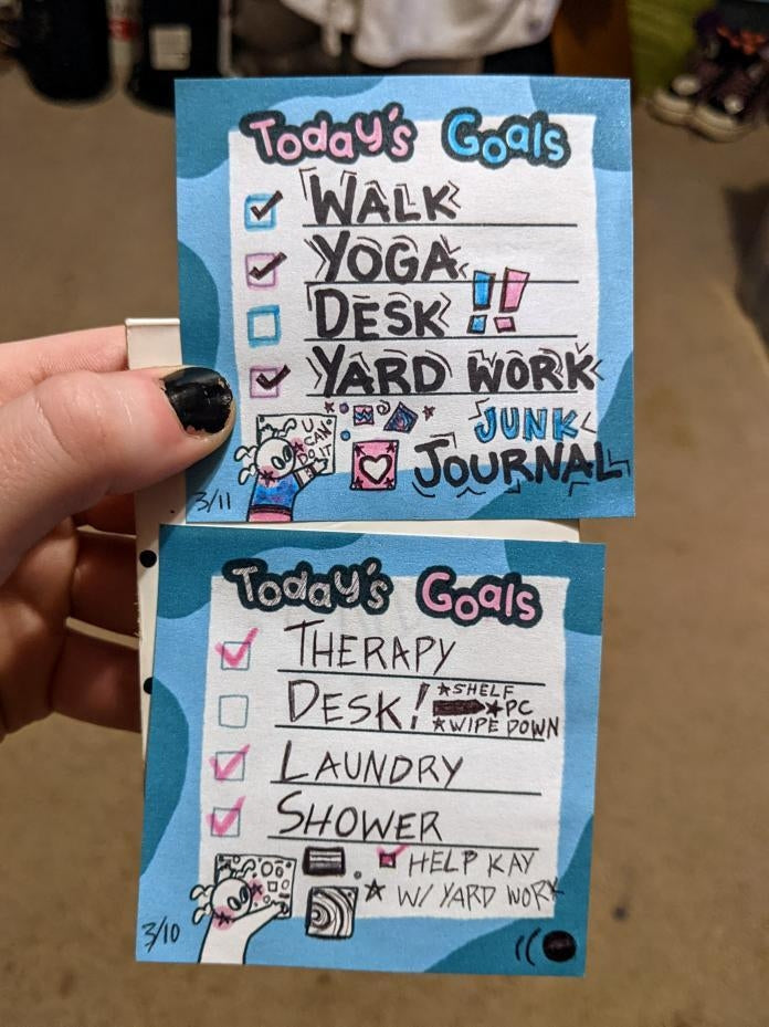Today's Goals Checklist Blue Wave Sticky Notes