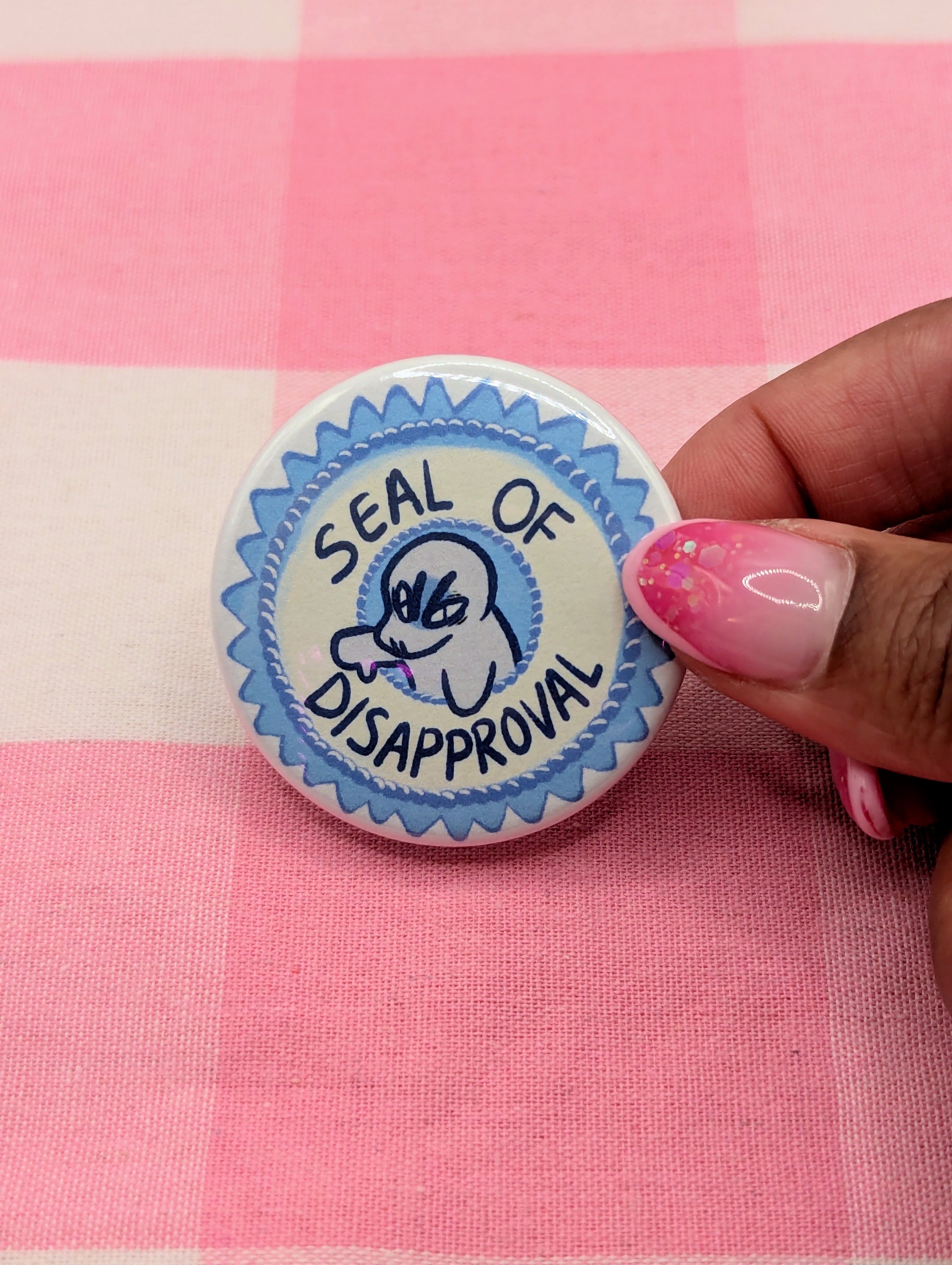 Seal Of Disapproval Button Pin – Lee Strawberry