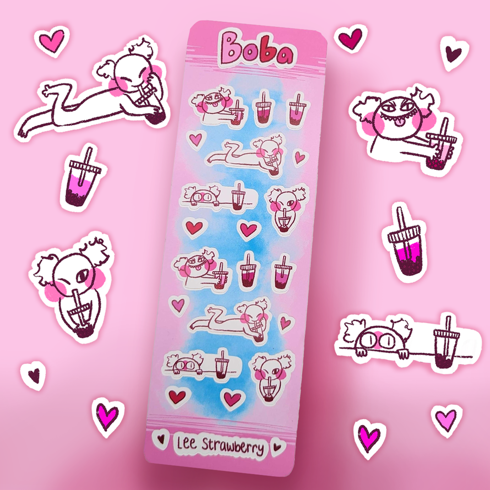 NEW Boba Sticker Sheet – Lee Strawberry