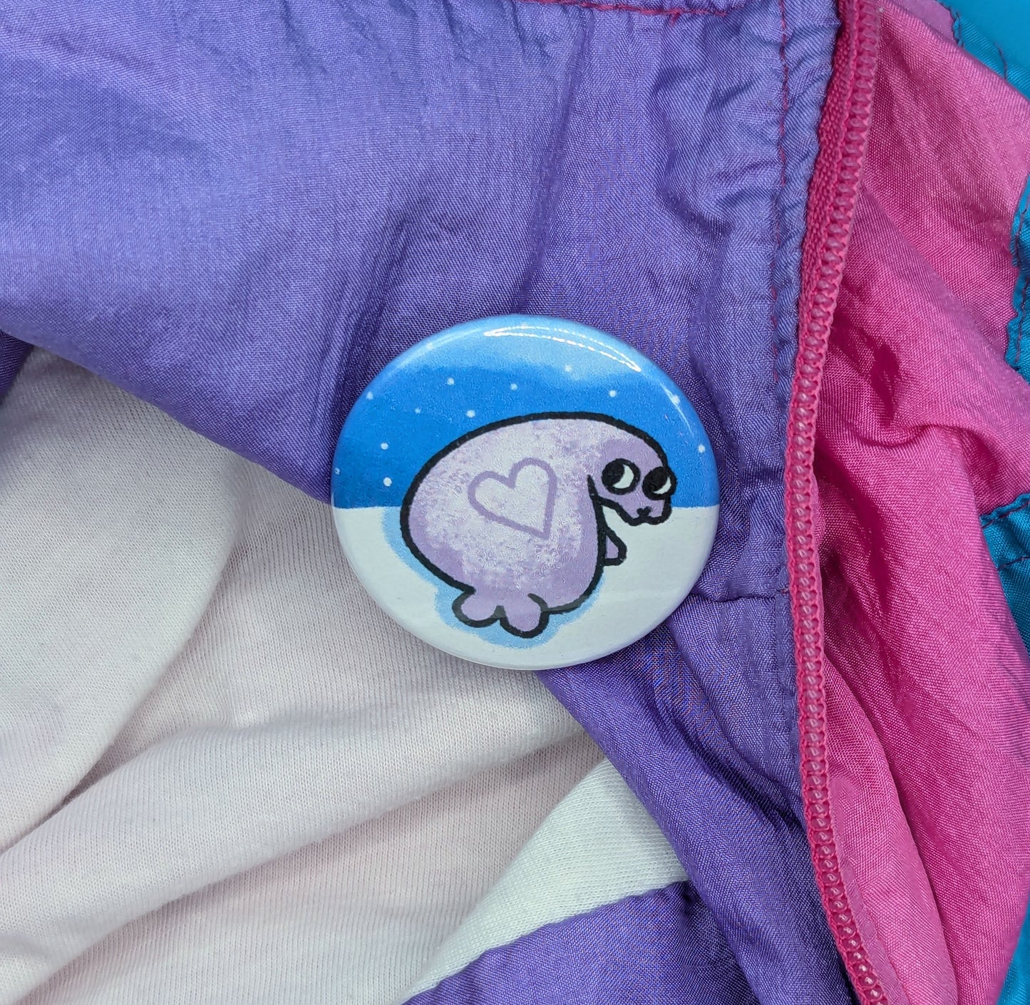 Seal Heart Button Pin