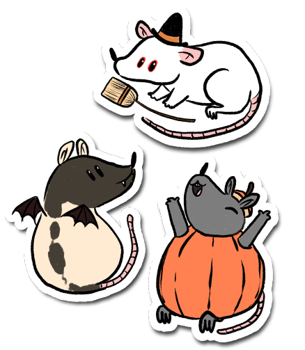 Trick Or Treat Rat Trio Sticker Set